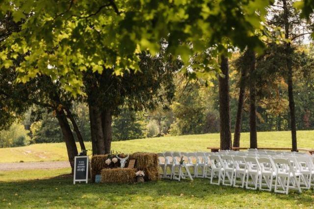 Outdoor wedding ceremony on the lawn