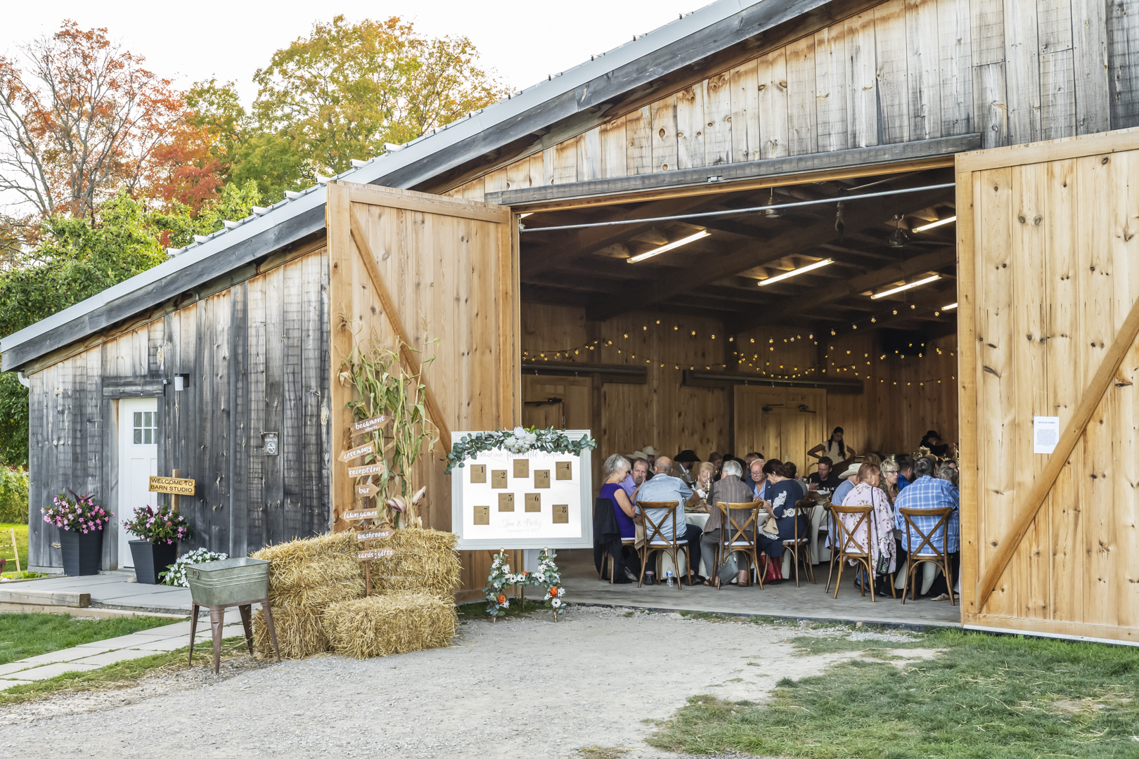 Wedding reception in the barn