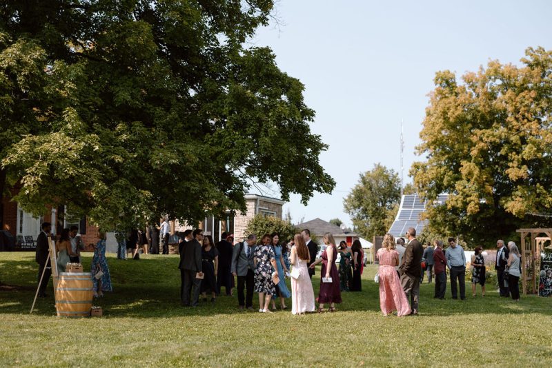 Wedding guests on the lawn